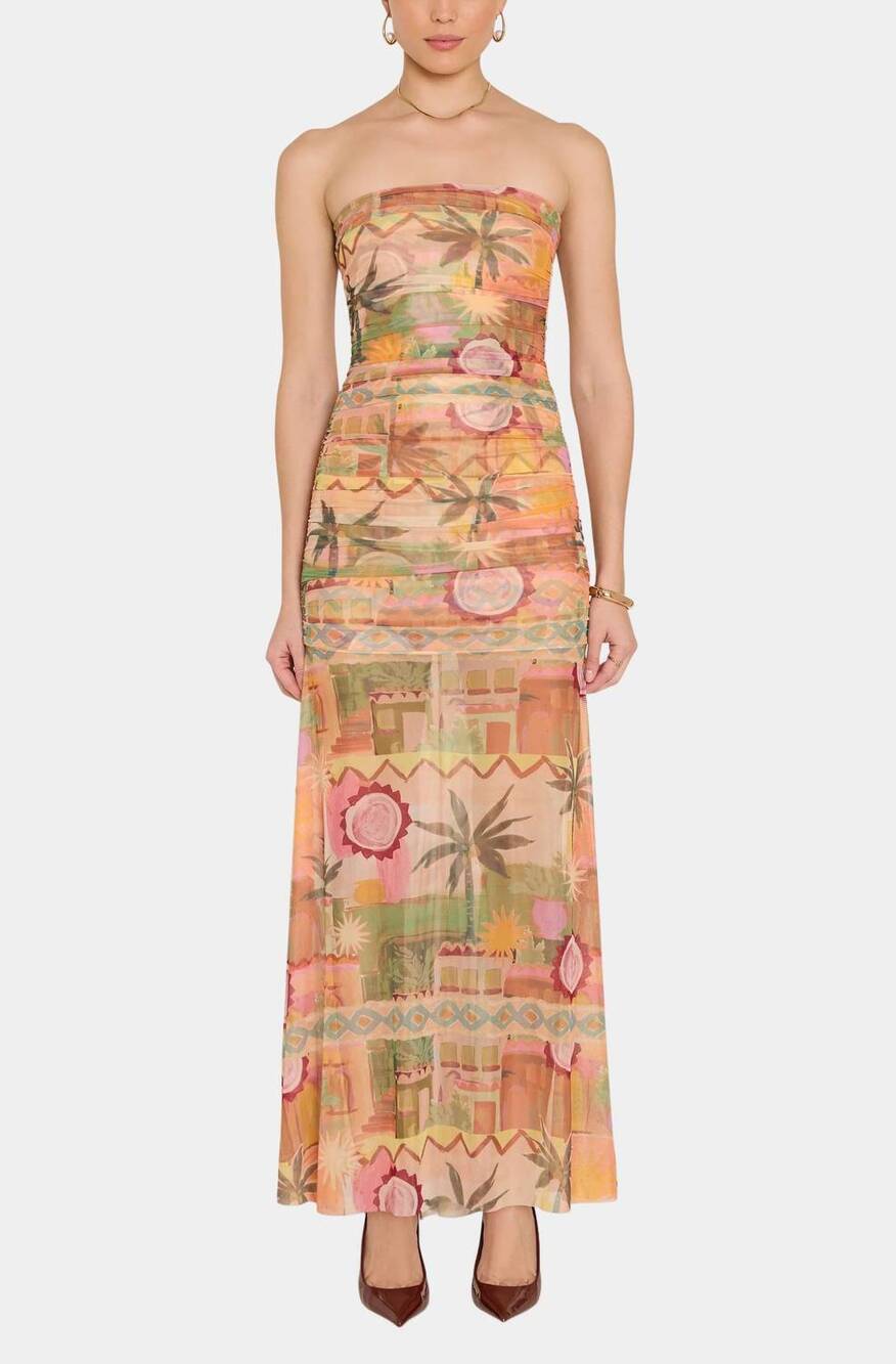 NEW AMANDA UPRICHARD leo maxi dress in palm springs print